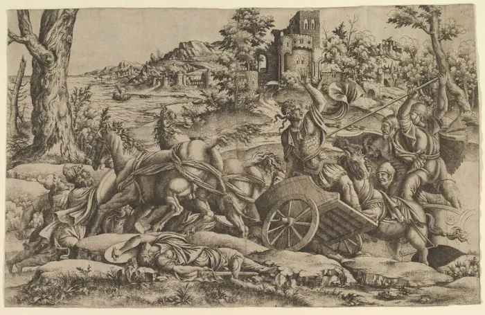 Framed Print : Agamemnon killing Odios, ca. 1545. Creator: Unknown Framed Print : Agamemnon killing Odios, ca. 1545. Creator: Unknown