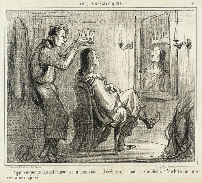 Framed Print : Agamemnon se faisant couronner à huis-clos, 1856. Creator: Honore Daumier Framed Print : Agamemnon se faisant couronner à huis-clos, 1856. Creator: Honore Daumier