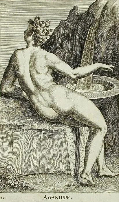 Framed Print : Aganippe, 1587. Creator: Philip Galle Framed Print : Aganippe, 1587. Creator: Philip Galle