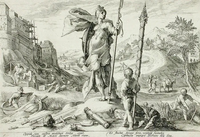 Framed Print : The Age of Bronze, published 1589. Creator: Hendrik Goltzius Framed Print : The Age of Bronze, published 1589. Creator: Hendrik Goltzius