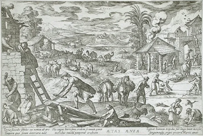 Framed Print : The Age of Copper, 1599. Creators: Antonio Tempesta, Nicolaus van Aelst Framed Print : The Age of Copper, 1599. Creators: Antonio Tempesta, Nicolaus van Aelst