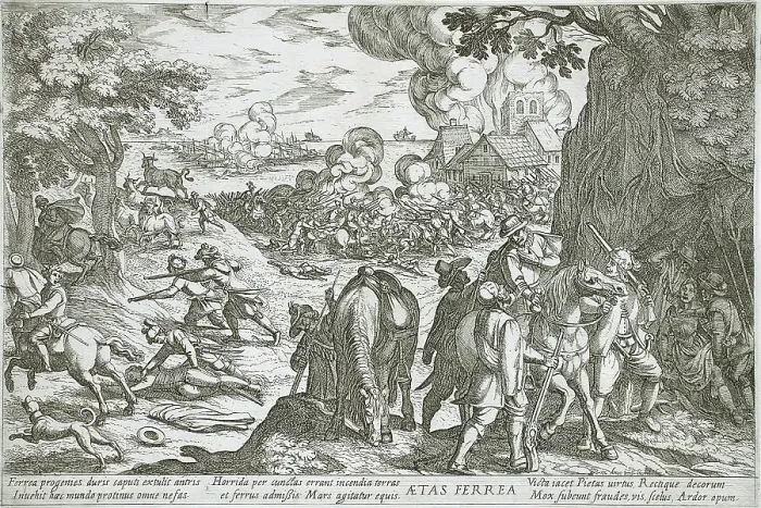 Framed Print : The Age of Iron, 1599. Creators: Antonio Tempesta, Nicolaus van Aelst Framed Print : The Age of Iron, 1599. Creators: Antonio Tempesta, Nicolaus van Aelst