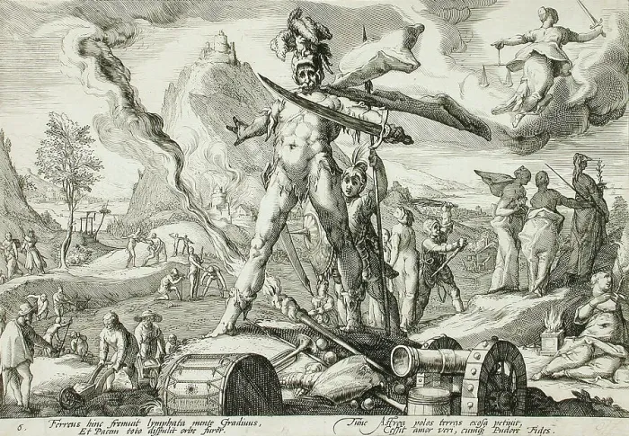 Framed Print : The Age of Iron, published 1589. Creator: Hendrik Goltzius Framed Print : The Age of Iron, published 1589. Creator: Hendrik Goltzius