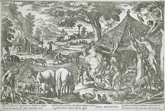 Framed Print : The Age of Silver, 1599. Creators: Antonio Tempesta, Nicolaus van Aelst Framed Print : The Age of Silver, 1599. Creators: Antonio Tempesta, Nicolaus van Aelst