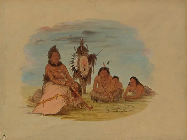 An Aged Minatarree Chief and His Family, 1861  /  1869. Creator: George Catlin