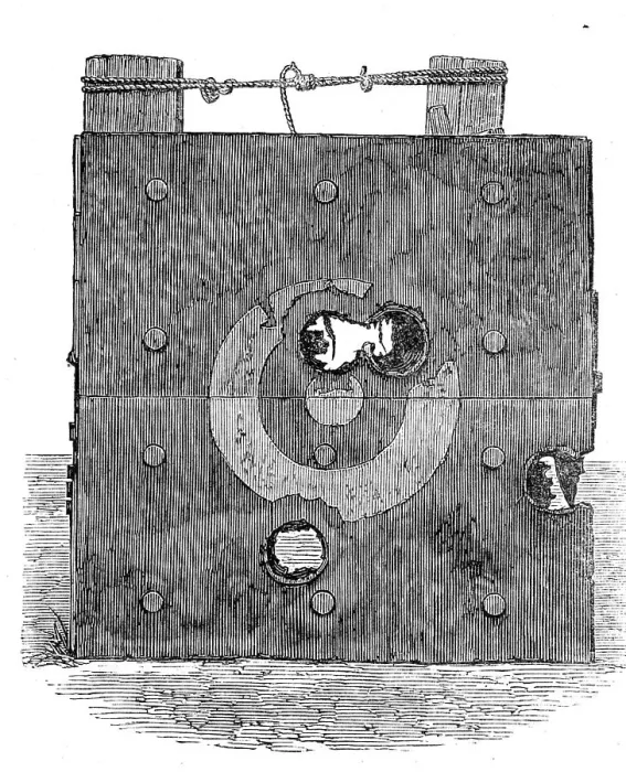 Framed Print : The Agincourt Target, experimented on by the Mackay Gun, 1864. Creator: Unknown Framed Print : The Agincourt Target, experimented on by the Mackay Gun, 1864. Creator: Unknown