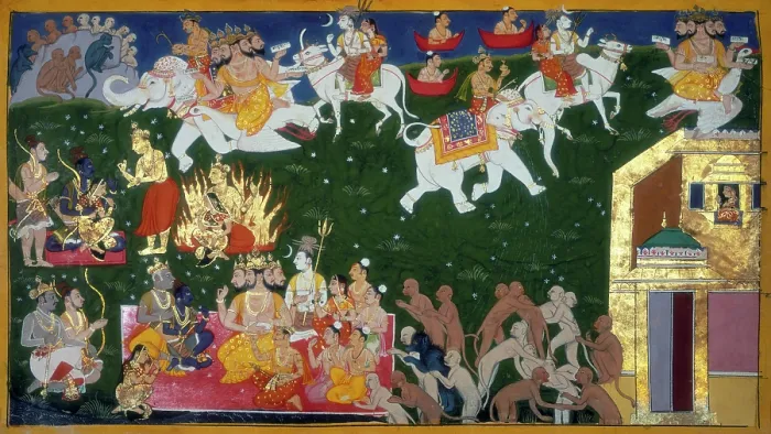 Framed Print : Agni Pariksha, 1652. Creator: Sahib Din Framed Print : Agni Pariksha, 1652. Creator: Sahib Din
