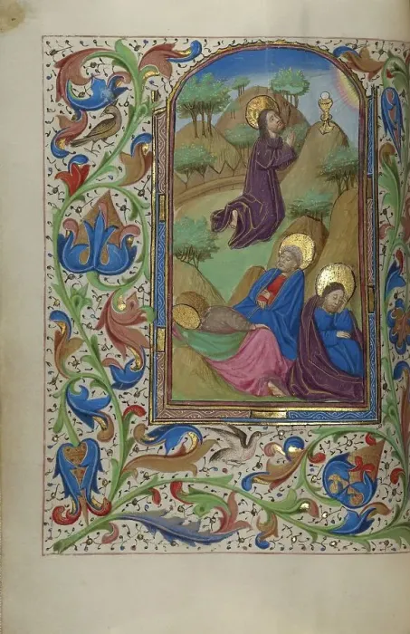 Framed Print : The Agony in the Garden; Book of Hours, about 1450-1455. Creator: Master of the Lee Hours Framed Print : The Agony in the Garden; Book of Hours, about 1450-1455. Creator: Master of the Lee Hours