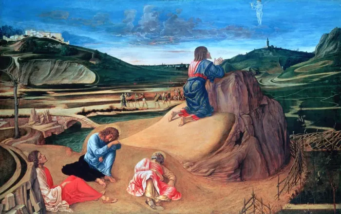 Framed Print : The Agony in the Garden, c1465. Artist: Giovanni Bellini Framed Print : The Agony in the Garden, c1465. Artist: Giovanni Bellini