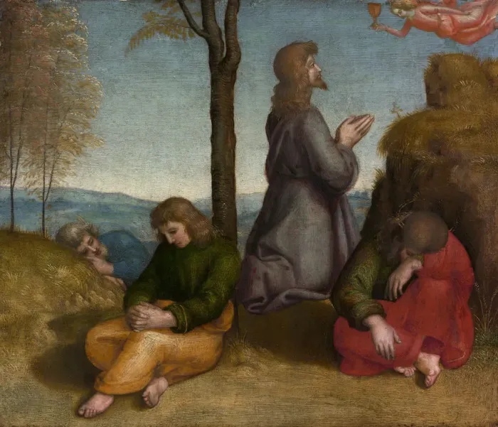 Framed Print : The Agony in the Garden, ca. 1504. Creator: Raphael Framed Print : The Agony in the Garden, ca. 1504. Creator: Raphael