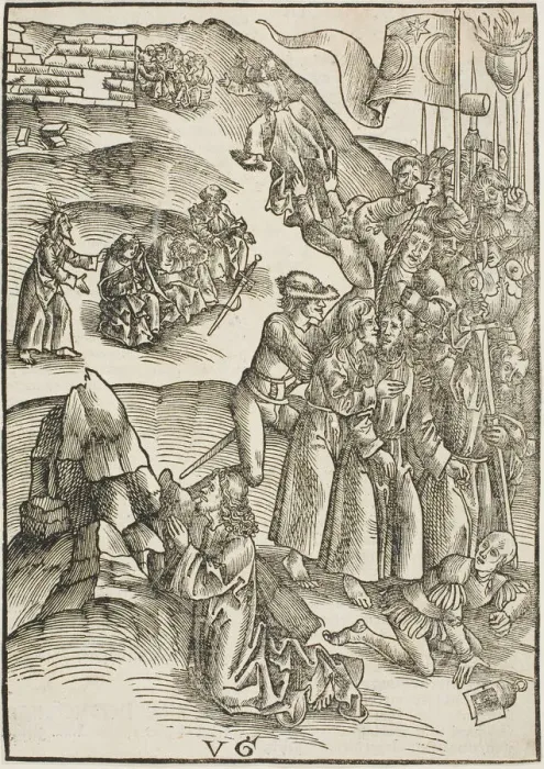 Framed Print : The Agony in the Garden and Christs Arrest, plate ten from Passio domini nostri Jesu... c.1503. Creators: Urs Graf, Johann Knobloch Framed Print : The Agony in the Garden and Christs Arrest, plate ten from Passio domini nostri Jesu... c.1503. Creators: Urs Graf, Johann Knobloch