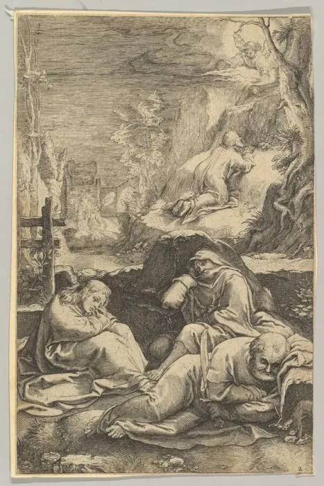 Framed Print : The Agony in the Garden, from The Passion of Christ, ca. 1623. Creator: Ludovicus Siceram Framed Print : The Agony in the Garden, from The Passion of Christ, ca. 1623. Creator: Ludovicus Siceram