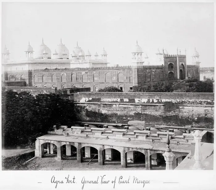 Framed Print : Agra Fort, Genral View of Pearl Mosque, Late 1860s. Creator: Samuel Bourne Framed Print : Agra Fort, Genral View of Pearl Mosque, Late 1860s. Creator: Samuel Bourne