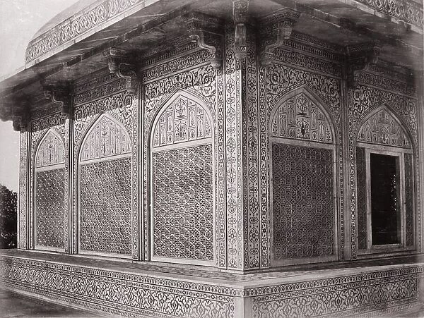 Agra, Marble Screen round Mausolem of Etmad Dowlat, Late 1860s. Creator: Samuel Bourne