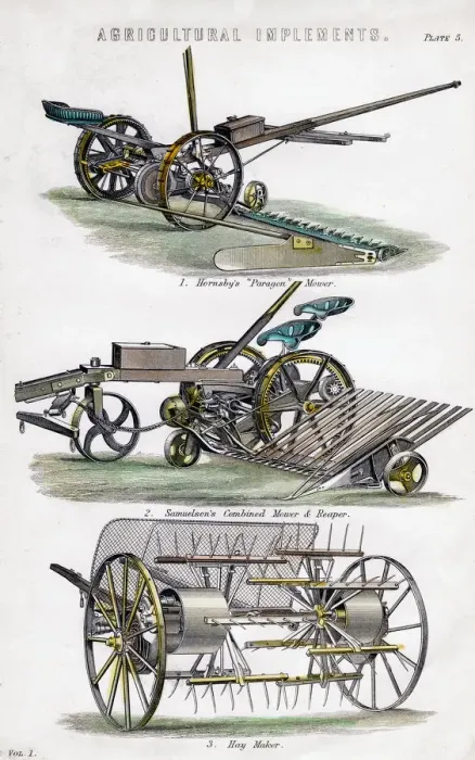 Framed Print : Agricultural implements, 19th century Framed Print : Agricultural implements, 19th century