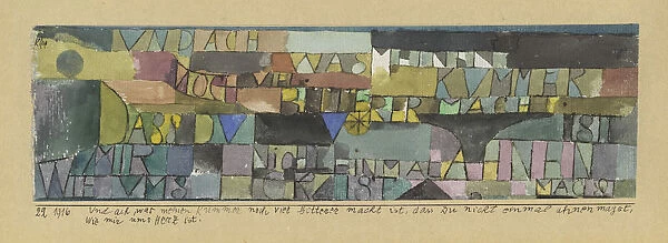 Ah, comme ma peine est encore exacerbee quand tu ne daignes meme pas soupconner les emois de mon coe Artist: Klee, Paul (1879-1940)