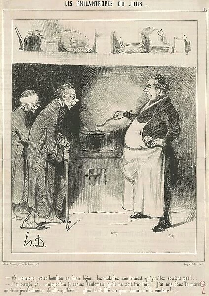 Ah! Monsieur...votre bouillon est... 19th century. Creator: Honore Daumier