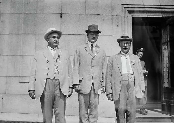 Framed Print : A.H. Runge, Com'r Johnson, Geo. C. Hale, between c1910 and c1915. Creator: Bain News Service Framed Print : A.H. Runge, Com'r Johnson, Geo. C. Hale, between c1910 and c1915. Creator: Bain News Service