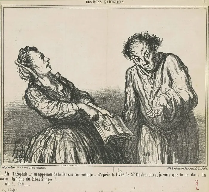 Framed Print : Ah! Théophile... j'en apprends de belles... 19th century. Creator: Honore Daumier Framed Print : Ah! Théophile... j'en apprends de belles... 19th century. Creator: Honore Daumier