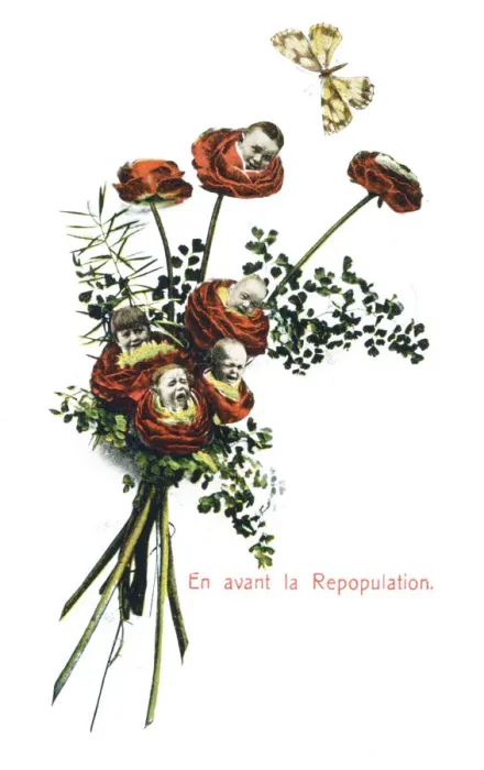 Framed Print : Ahead Repopulation, French Postcard, c1900 Framed Print : Ahead Repopulation, French Postcard, c1900