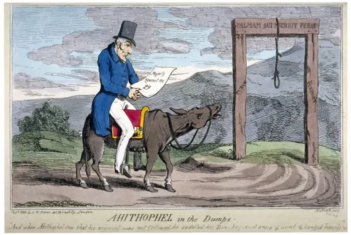 Framed Print : Ahithophel in the dumps, 1830. Artist: Henry Heath Framed Print : Ahithophel in the dumps, 1830. Artist: Henry Heath
