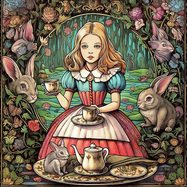 AI IMAGE - Alice, from 'Alice in Wonderland', 2023. Creator: Heritage Images. AI IMAGE - Alice, from 'Alice in Wonderland', 2023. Creator: Heritage Images