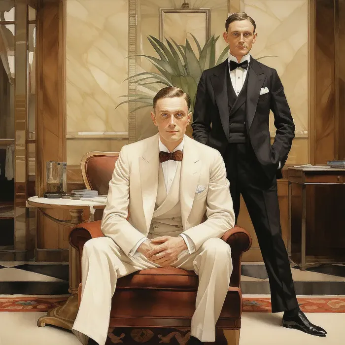 Framed Print : AI IMAGE - Illustration of two 1920s gentlemen, 2023. Creator: Heritage Images Framed Print : AI IMAGE - Illustration of two 1920s gentlemen, 2023. Creator: Heritage Images