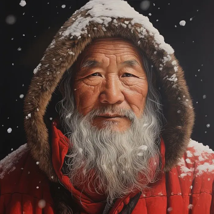 Framed Print : AI Image - Illustration of an East Asian Father Christmas, 2023. Creator: Heritage Images Framed Print : AI Image - Illustration of an East Asian Father Christmas, 2023. Creator: Heritage Images