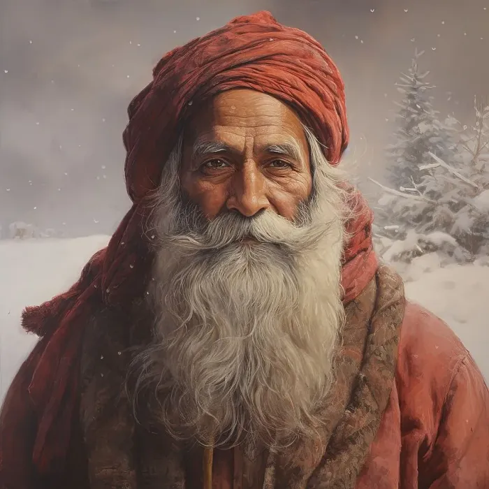 Framed Print : AI Image - Illustration of an Indian Father Christmas, 2023. Creator: Heritage Images Framed Print : AI Image - Illustration of an Indian Father Christmas, 2023. Creator: Heritage Images