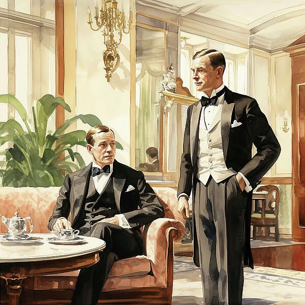 AI IMAGE - Illustration of Jeeves and Wooster, 1920s, (2023). Creator: Heritage Images