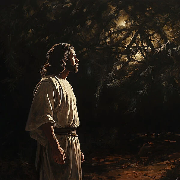 AI IMAGE - Illustration of Jesus Christ in the Garden of Gethsemane, 2023. Creator: Heritage Images