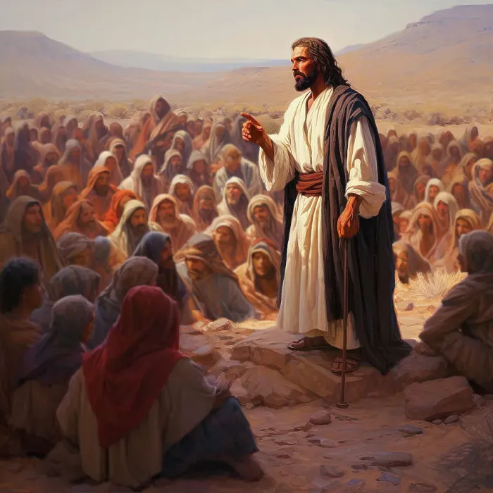 Framed Print : AI IMAGE - Illustration of Jesus preaching, 2023. Creator: Heritage Images Framed Print : AI IMAGE - Illustration of Jesus preaching, 2023. Creator: Heritage Images