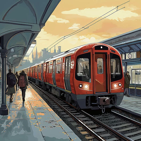 AI IMAGE - An illustration of a London Underground train, 2023. Creator: Heritage Images