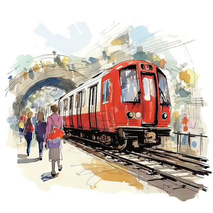 Framed Print : AI IMAGE - An illustration of a London Underground train, 2023. Creator: Heritage Images Framed Print : AI IMAGE - An illustration of a London Underground train, 2023. Creator: Heritage Images