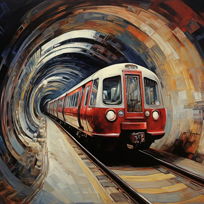 Framed Print : AI IMAGE - An illustration of a London Underground train, 2023. Creator: Heritage Images Framed Print : AI IMAGE - An illustration of a London Underground train, 2023. Creator: Heritage Images