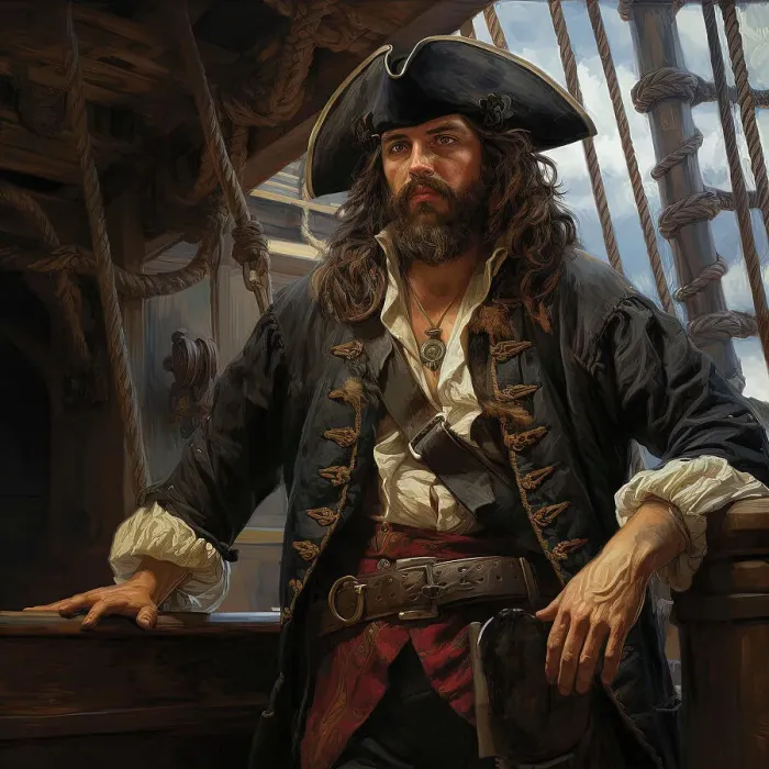 Framed Print : AI IMAGE - Portrait of Blackbeard, early 18th century, (2023). Creator: Heritage Images Framed Print : AI IMAGE - Portrait of Blackbeard, early 18th century, (2023). Creator: Heritage Images