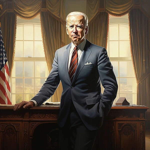 AI IMAGE - Portrait of Joe Biden in the Oval Office, 2023. Creator: Heritage Images