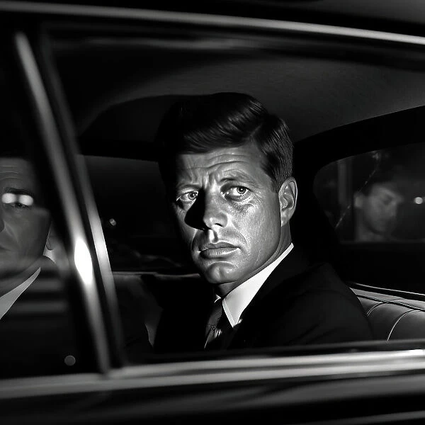 AI IMAGE - Portrait of John F Kennedy in a car, 1960s, (2023). Creator: Heritage Images