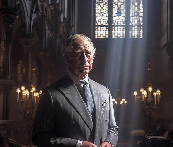 AI IMAGE - Portrait of King Charles III inside a church, 2023. Creator: Heritage Images