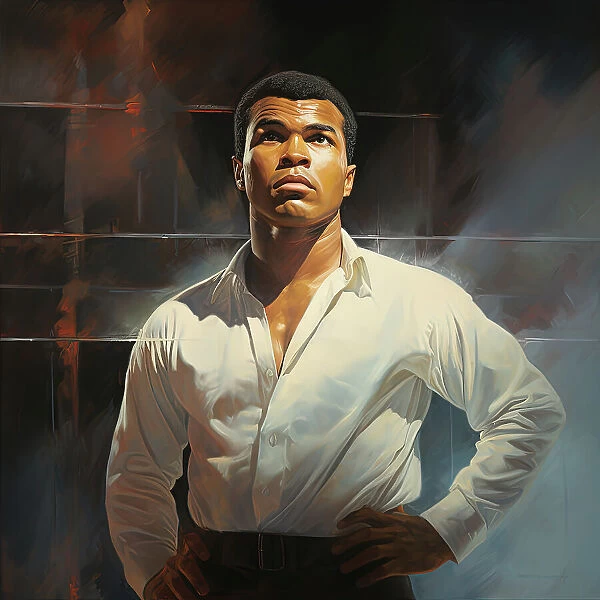 AI IMAGE - Portrait of Muhammad Ali standing in a boxing ring, 1960s, (2023). Creator: Heritage Images