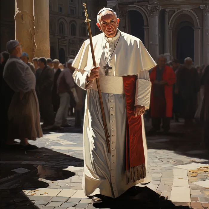 Framed Print : AI IMAGE - Portrait of Pope Francis, 2023. Creator: Heritage Images Framed Print : AI IMAGE - Portrait of Pope Francis, 2023. Creator: Heritage Images
