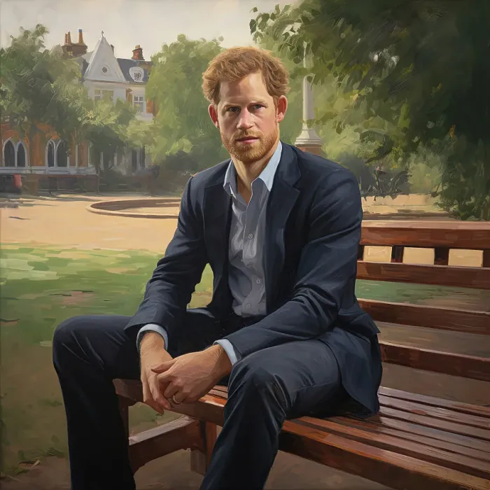 Framed Print : AI Image - Portrait of Prince Harry, Duke of Sussex, 2023. Creator: Heritage Images