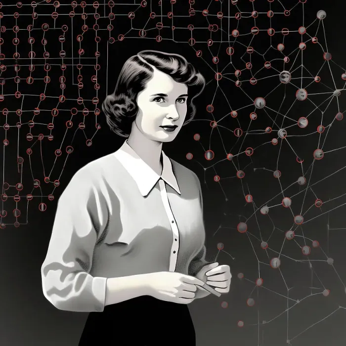 Framed Print : AI IMAGE - Portrait of Rosalind Franklin, 1940s, (2023). Creator: Heritage Images Framed Print : AI IMAGE - Portrait of Rosalind Franklin, 1940s, (2023). Creator: Heritage Images