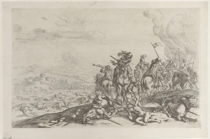 Framed Print : Aiding the wounded after a battle, 1635-60. Creator: Jacques Courtois Framed Print : Aiding the wounded after a battle, 1635-60. Creator: Jacques Courtois