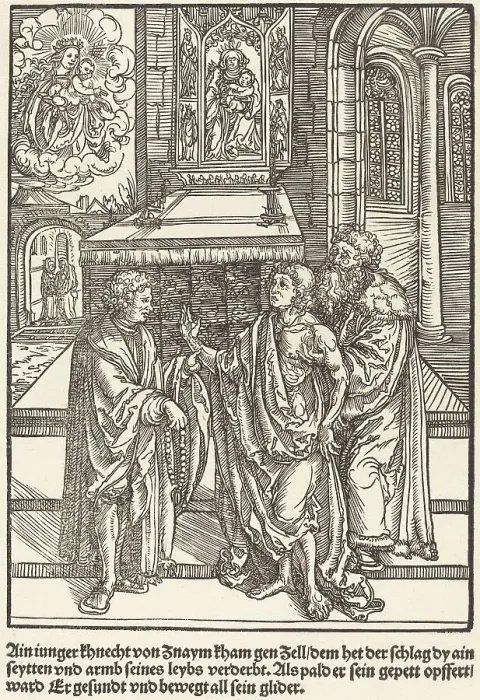 Framed Print : Ain iunger Khnacht von Znaym... c. 1503. Creator: Master of the Legend Scenes Framed Print : Ain iunger Khnacht von Znaym... c. 1503. Creator: Master of the Legend Scenes