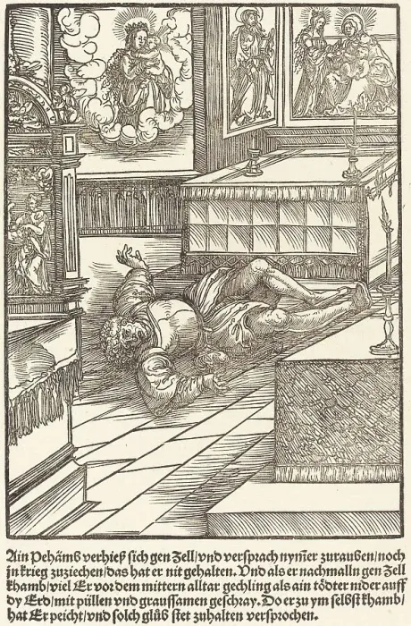 Framed Print : Ain Pehamss verheiss sich gen Zell... c. 1503. Creator: Master of the Legend Scenes Framed Print : Ain Pehamss verheiss sich gen Zell... c. 1503. Creator: Master of the Legend Scenes