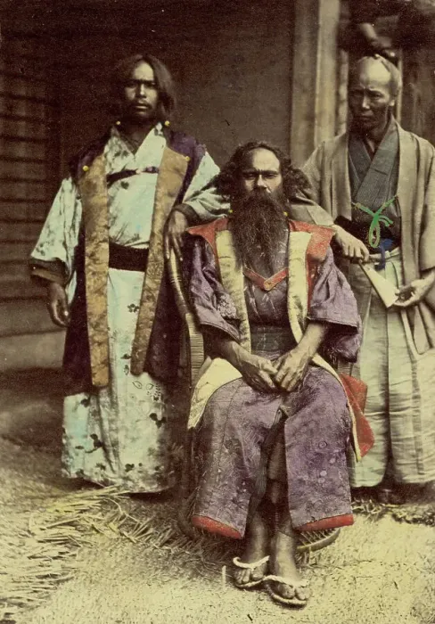 Framed Print : Aino sic Chiefs, 1866-1867. Creator: Felice Beato Framed Print : Aino sic Chiefs, 1866-1867. Creator: Felice Beato