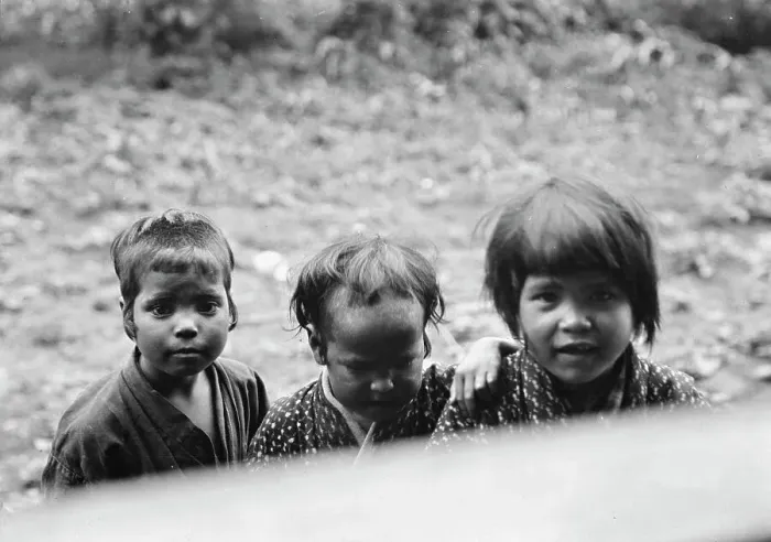 Framed Print : Three Ainu children, 1908. Creator: Arnold Genthe Framed Print : Three Ainu children, 1908. Creator: Arnold Genthe