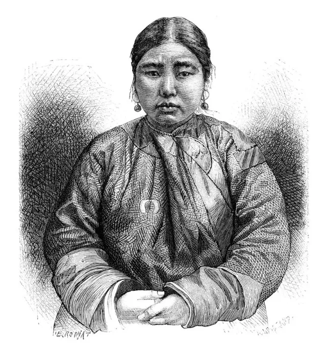 Framed Print : An Ainu girl, Japan, 1895. Artist: E Ronjat Framed Print : An Ainu girl, Japan, 1895. Artist: E Ronjat