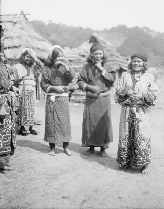 Framed Print : Ainu woman outside in the village lane, 1908. Creator: Arnold Genthe Framed Print : Ainu woman outside in the village lane, 1908. Creator: Arnold Genthe